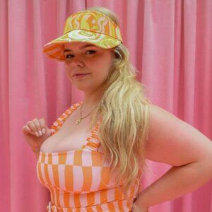 Dazey LA Reversible Orange & Yellow Print Adjustable Visor